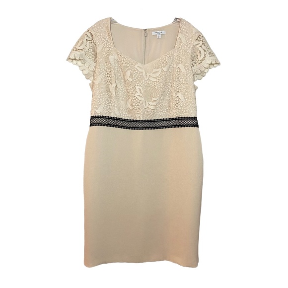 Precis Petite Women Cream Lace Top Dress US L (14) - Picture 2 of 9